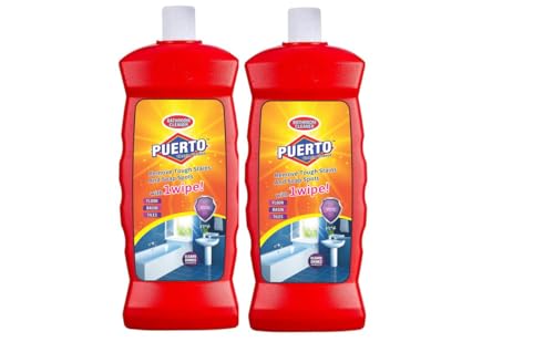 Puerto Bathroom Cleaner - 1 Ltr (Pack of 2)| Suitable for Bathroom floors, Slabs, Wall tiles, Sinks, Basins, Stainless Steel taps and Shower heads Puerto Bathroom Cleaner - 1 Ltr (Pack of 2)| Suitable for Bathroom floors, Slabs, Wall tiles, Sinks, Basins, Stainless Steel taps and Shower heads