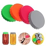 4PCS Beverage Can Lids, Dustproof Silicone Sealer Cap, Standard Soda Beer Saver, can Lids for Fizzy Drinks, SpillProof Drink Covers, Food Protection for Water Cups, for Drinks Bottle Caps for Beer