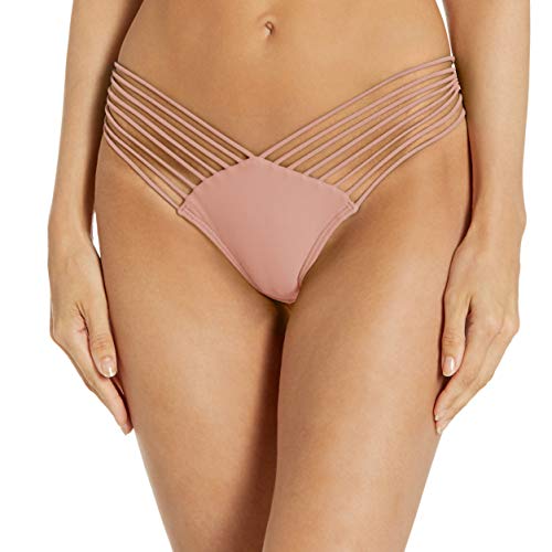 Luli Fama Women's Cosita Buena Wavey Brazilian Ruched Back Bikini Bottom, rosa, LGE