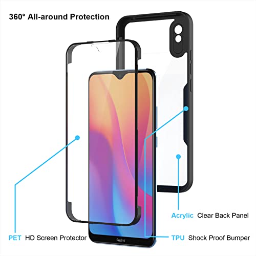 AICEK Compatibile con Xiaomi Redmi 9A Cover, 360