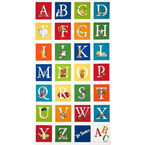 1 Panel Dr. Seuss ABC Alphabet Adventure by Robert Kaufman 100% Cotton Quilt Fabric ADE-14694-267
