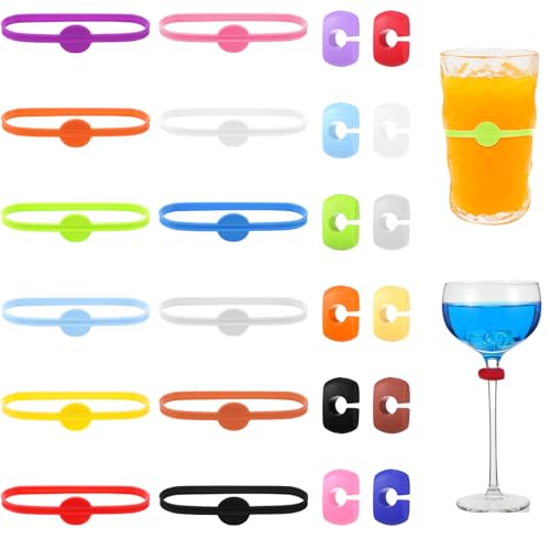 Classicseali 24PCS Glass Charms & Markers for Drinks