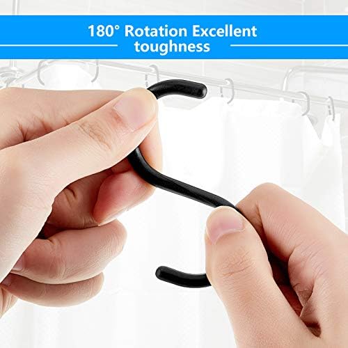 Jetec 24 Pieces Plastic Shower Curtain Hooks Black C Shape Rings for Bathroom Shower Window Rod