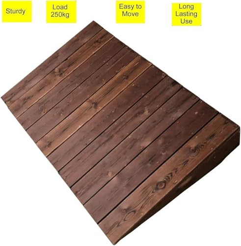 Rampa umbral de madera para cochecito de silla de ruedas, tira de transición de pino sólido antideslizante para pasos de entrada de jardín de patio de puerta, ayuda de acera portátil duradera con supe
