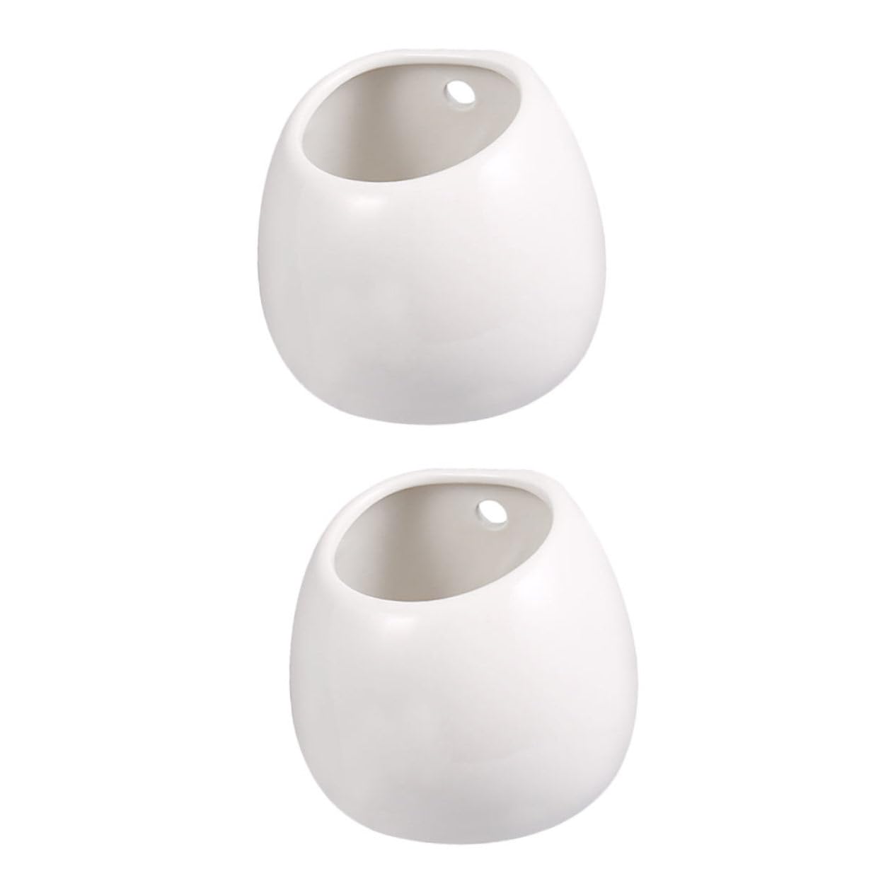 Lot de 2 pots de fleurs en céramique blanc suspendus avec trou de drainage