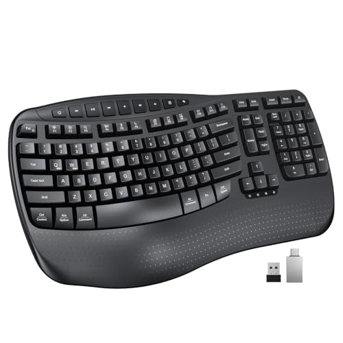 MEETION Wireless Ergonomic Keyboard with Wave Keys and Wrist...