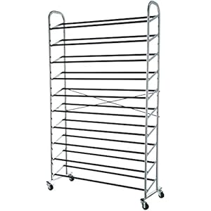 Amazon Basics 50-Pair Shoe Rack Organizer, Chrome