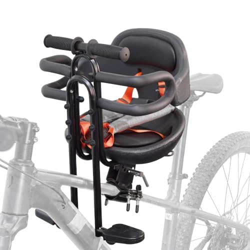 Saurka Kids Bike Seat with Guardrail and Thick Soft Padding, Front Mounted Child Bicycle Seat with Foldable Footrests for 0-3 Years Toddlers Bike Seat for MTB by Saurka - Used condition - US$26.81