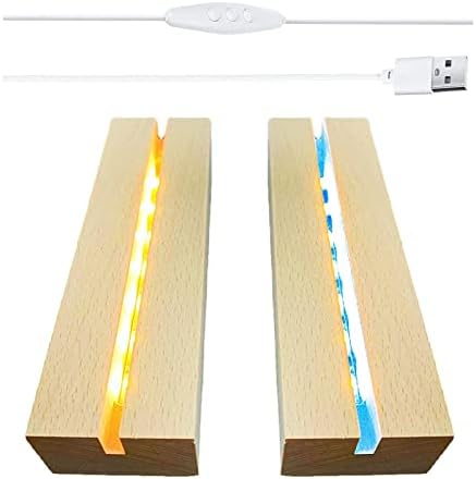 JOJOCY Led Wood Display Base 7 Colors, Rectangle Display Pedestal, Led Lights Display Base,Crystal Wooden Lighted Base Stand for Crystal Glass Resin Art Acrylic Paperweighs