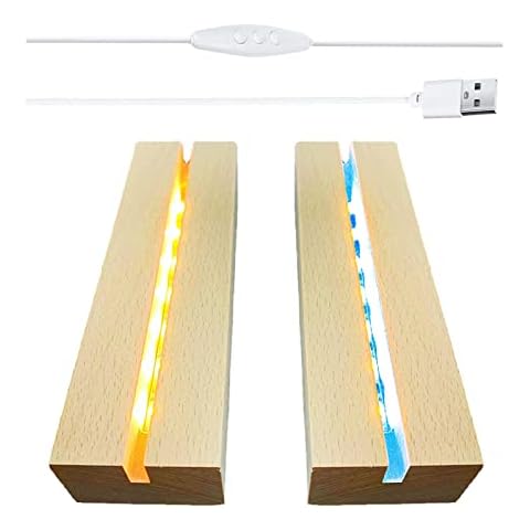 CDIYTOOL 5.9" Wooden Rectangle Light Base, Led Lights Display Base Pedestal Crystal Wood Lighted Base Stand with USB Cable for Acrylic, Crystal, Glass Resin Art Cover