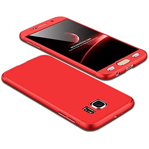 Galaxy S6 Case, Galaxy S6 Back Cover, Heyqie 360 Degree Full Protection 3 in 1 Ultra Slim Anti-Scratch Shockproof Smoothly Protective Hard PC Case For Samsung Galaxy S6, Red Cover