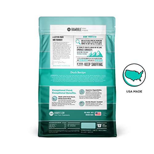 Bixbi Rawbble Dry Dog Food, Duck, 4 Lbs - Usa Made With Fresh Meat - No Meat Meal & No Corn, Soy Or Wheat - Freeze Dried Raw Coated Dog Food - Minimally Processed For Superior Digestibility #TOP1