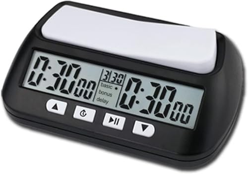 Zerodis Professioneller Schach-Timer mit Alarm, 3-in-1-Multifunktions-Tragbare Schachuhr, Schach-Timer für Brettspiele, Tragbare Digitale Schachuhr in Schwarz