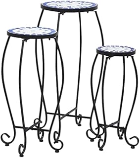vidaXL Mosaic Side Table Plant Table Black White