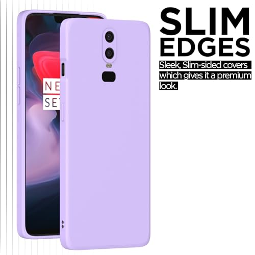 Image of Outlouders Back Cover for OnePlus 6 | Camera Protection | Durable Soft Matte Silicone Bumper Case (Purple)