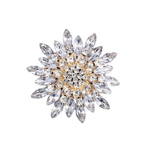 Image of Sunflower Rhinestone Brooch for Women Daisy Brooch Pins with Crystal Flower Accessory Pins Jewelry Birthday Gift Colorful Crystal Sunflower Brooch Pin for Dress Hat Decoration