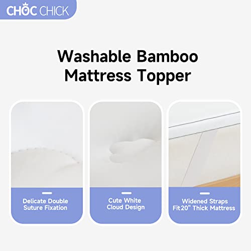 Choc Chick Bamboo King Size Mattress Topper,Fluffy Breathable Washable Cooling 700-Gsm Bed Mattress Top Protector With 8-21 Inches Quilted Fitted Non-Slip Design #TOP2