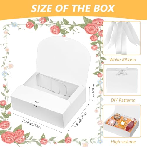 WLUSEAXI 12Pack White Gift Boxes with Lids, 12×9.8×3.1 Inch Gift Box with Ribbon, Elegant Bridesmaid Proposal Box for Wedding, Birthday, Party, Christmas, Bridesmaid, Graduation by WLUSEAXI - Image 6