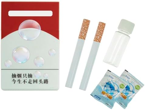 Bubble Cigarette Pack Realistic Fake Cigarette Bubble Blower with Solution, Mini Bubble Maker for Stress Relief, Fun Party Gift for Adults
