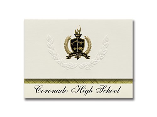 Preisvergleich Produktbild Signature Announcements Coronado High School (Henderson, NV) Abschlussankündigungen, Präsidential-Stil, Grundpaket mit 25 goldfarbenen und schwarzen Metallfolienversiegelungen