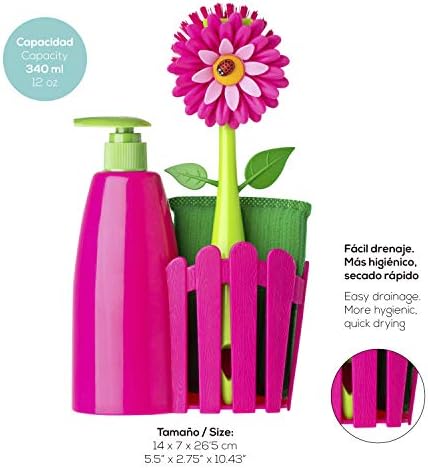 VIGAR Flower Power Set Sink with Dispenser, Plastic, Magenta and Green