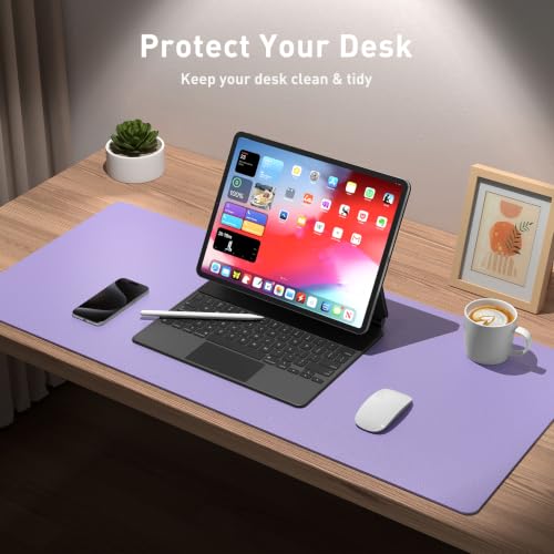 Image of Aothia Faux Leather Desk Mat (Light Purple, 23.6 inch x 13.7 inch) | Creates One Clean Surface For Your Keyboard, Mouse And Laptop, Helping Keep Your Workspace Organized Every Day