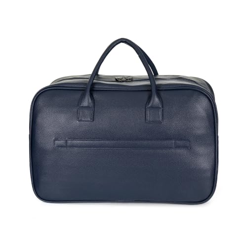 Image of Nautica Unisex 30L Travel Duffle Bag | Premium PU Vegan Leather with Twin Grab Handles for Men & Women | Spacious Main Compartment with Organised Pockets for Weekend Travel Trips | Navy Blue