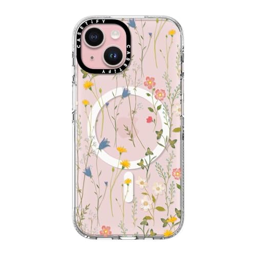 CASETiFY Przezroczyste etui na iPhone'a 15 [nie żółknie / 2 m. 3X ochrona przed upadkiem klasy wojskowej/magsafe] - marzycielski kwiatowy wzór - przezroczyste
