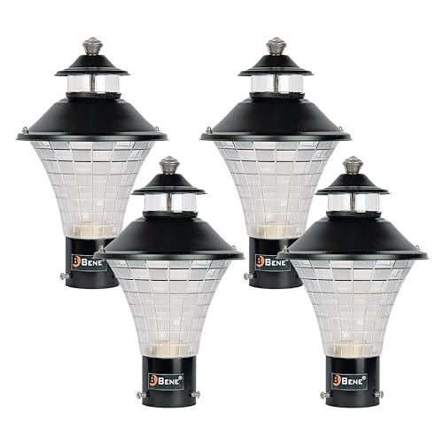 Image of BENE Geruit Outdoor Gate and Garden Lights | Boundary Wall Compound and Pillar Lamps for Home, Restaurant, Lawn, Farm House, Club House, Community Hall (Black, 18 Cms, Pack of 4 Pcs)