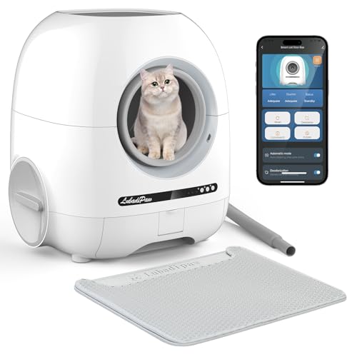 Lubadipaw Self Cleaning Cat Litter Box, Smart Automatic Cat Litter Box with Double Odor Removal, 90L Large Capacity/APP Control/Anti-Pinch for Multiple Cats
