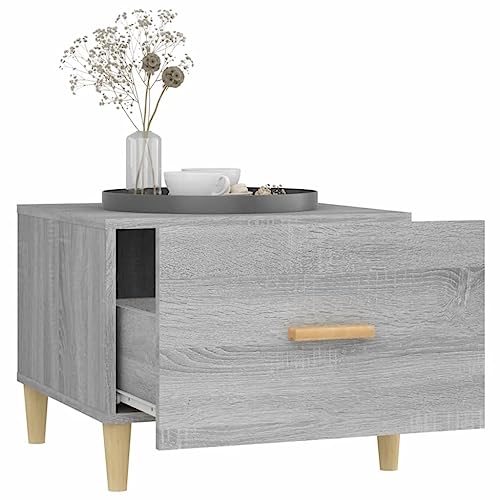 Table basse avec tiroir gris Sonoma pour optimiser le rangement du salon