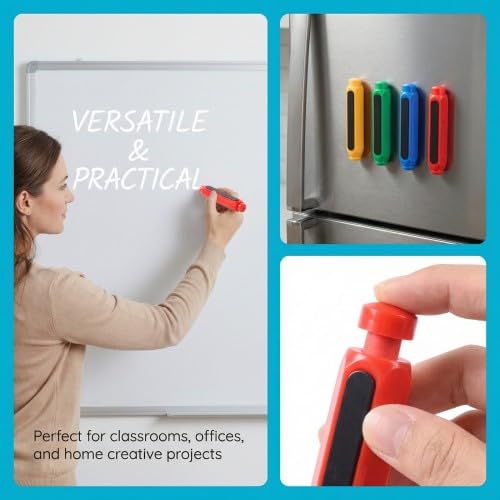 4 Stück Magnetische Kreidehalter, Kunststoff Kreidehalter mit Magnet, 4 Farben (Blau, Rot, Grün, Gelb) Zufällige Farbe, für Tafelkreide, Schule, Büro, Zuhause