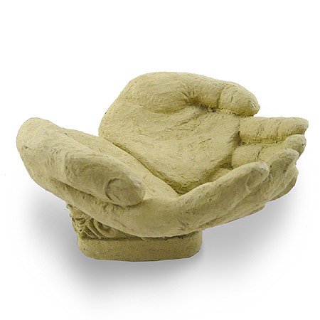 Cupped Hands Concrete Sculpture Bird Feeder Candy Dish Catchall