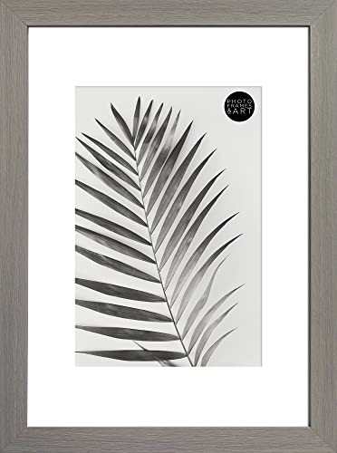 pf+a REAL GLASS A4 Picture Frame For A5 Photo - A5 (15x21cm) With Mount Grey Photo Frame