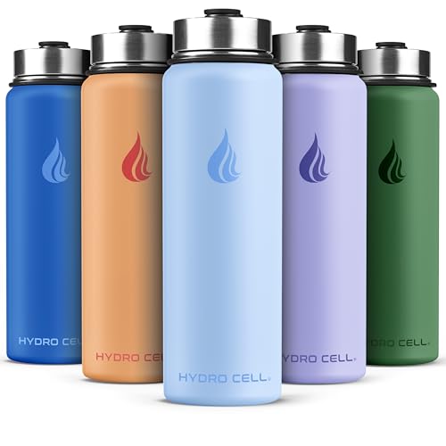 Image of HYDRO CELL Stainless Steel Insulated Water Bottle with Straw - For Cold & Hot Drinks - Metal Vacuum Flask with Screw Cap and Modern Leakproof Sport Thermos for Adults (Glacier 24oz)