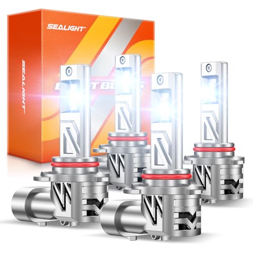 SEALIGHT 9005 9006 LED Bulb, 88000LM 6500K Output Canbus Ready, Powersports IP68 60000Hrs Lifespan, 1：1 Size 3Mins Installation, 4 Pack