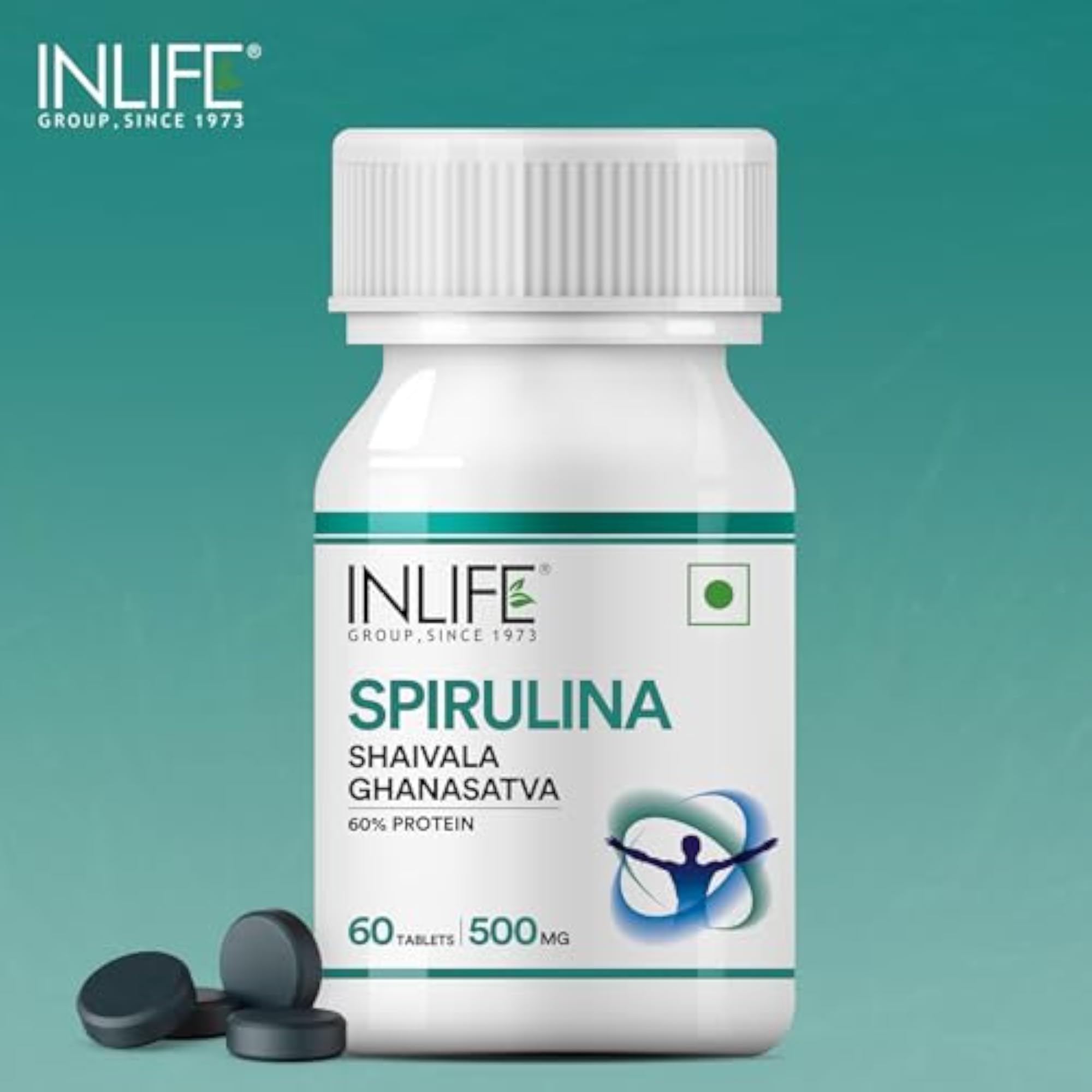 INLIFE Spirulina Tablets, 500 mg - 60 Tablets