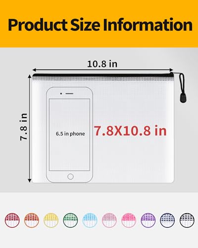 Image of SUNEE Black Mesh Zipper Pouch 7.8x10.8 in, 30 Packs, Waterproof, Organizing Pouches for Office, School, Travel