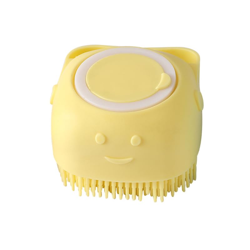 Image of Generic 2024 Pet Shower Brush Silicone Pet Bath Brush Shampoo Dispenser Bath Massage Cat Dog Bath Brush with Soap Dispenser (yellow)