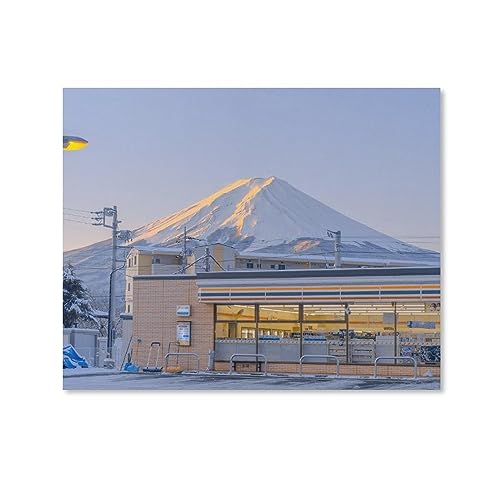 絵画 富士山の目の前のコンビニインテリア 絵画 ドキュメンタリー旅行写真アートパネル 壁の絵 ポスター 壁掛け ソファの背景絵画 玄関 壁飾り 絵画 額無し 20x25cm