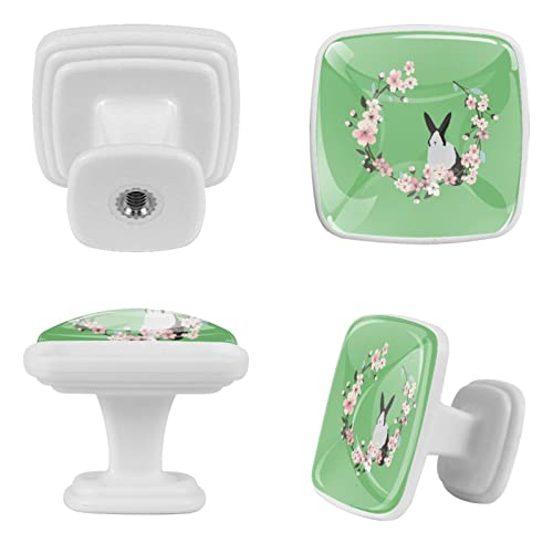 Boutons de tiroir dessin animé lapin et poignées commode fleur