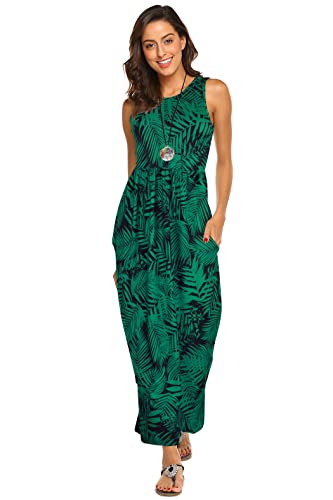 Image of Hount Women's Summer Sleeveless Striped Flowy Casual Long Maxi Dress with Pockets