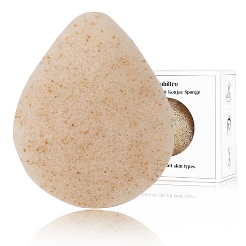 Zabiltro 洗顔スポンジパフ こんにゃく玉 水滴形 蒟蒻+胡桃の殻粒 純植物性 男女兼用 優しい顔のクレンジング 角質除去 スキンケア ボディ洗浄 1個