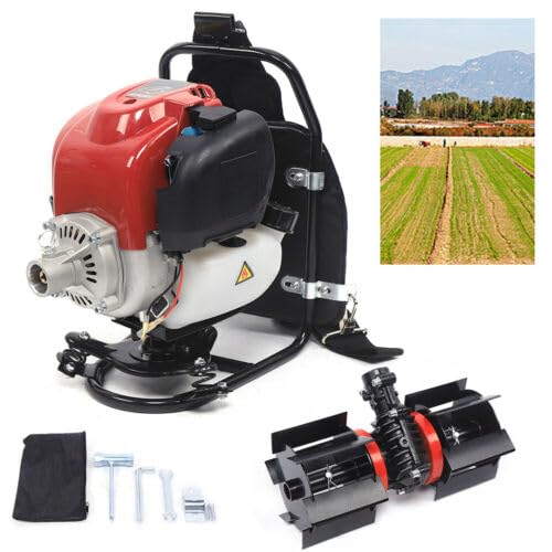 1000W 4-Takt Multitool Mochila Desbrozadora 3 en 1 | Desbrozadora 8500 rpm Multiherramienta Piezas de repuesto | Deshierbe Cosecha Desbrozadora y excavación en campos agrícolas