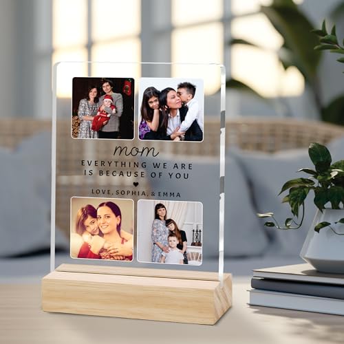 Image of Giftplease Customized Photo Frame With Wooden Stand | Personalised Printed Photo & Text Frame | Gift For Mom | Birthday | Mother's Day | (Transparent, 6x8 Inches, Tabletop) m 10