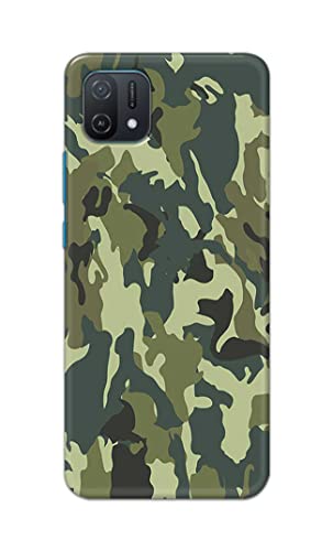 Image of Printed Hard Back Cover Case for Oppo A16e Back Cover (Green Army Camouflage) -1803
