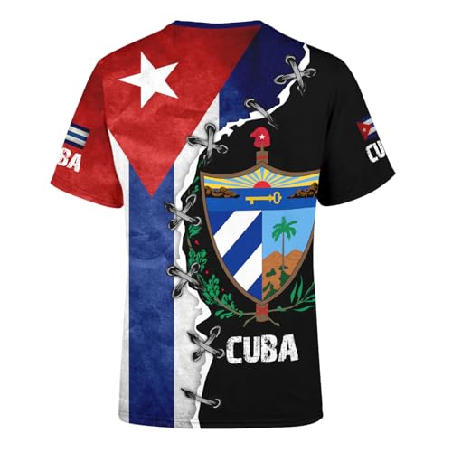 BJU Cuba Flag T-Shirt Graphic Tee Printed Crewneck Short Sleeve Fashion Casual Tops for Men and Women2