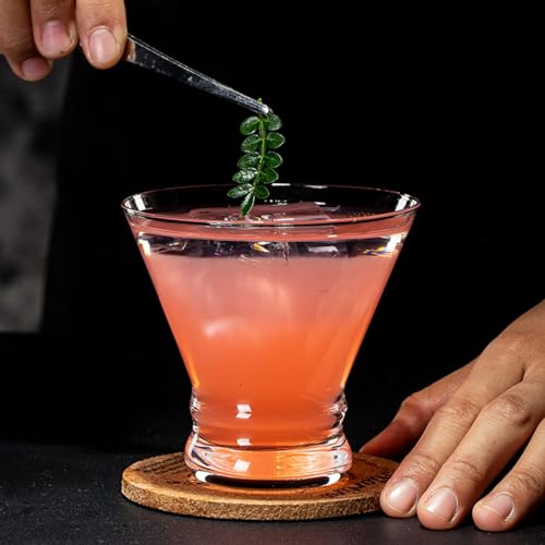 DOTUHAO 4 Pack Martini Glasses, 8 Ounce Crystal Cocktail Glasses, Martini Drinking Glasses, Hand Blown Stemless Cocktail Glassware for Bar, Martini, Cosmopolitan, Manhattan, Gimlet, Pisco Sour, Brandy