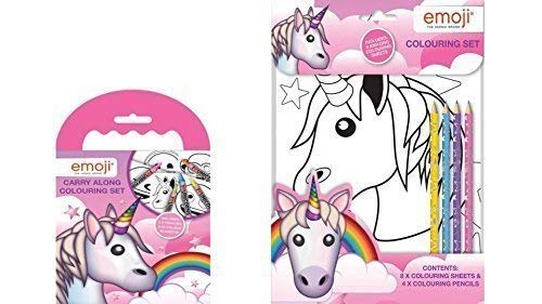 Emoji Unicorn Carry Along Colouring Set and A4 Colouring Set - SET OF 2 ITEMS