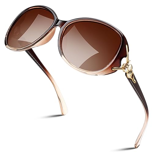 Sunier Lunettes de Soleil Femme Polarisées, Lunettes de Soleil Surdimensionnées Mode, Protection UV400